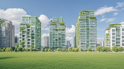 Obraz premium Modern Green Architecture, Urban Eco-friendly and Energy-saving Residential Building