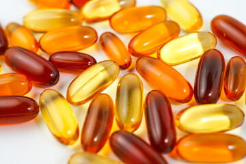 Vitamins capsules, fish oil, soft gels, supplements, omega 3, omega 9, vitamin D, vitamin E