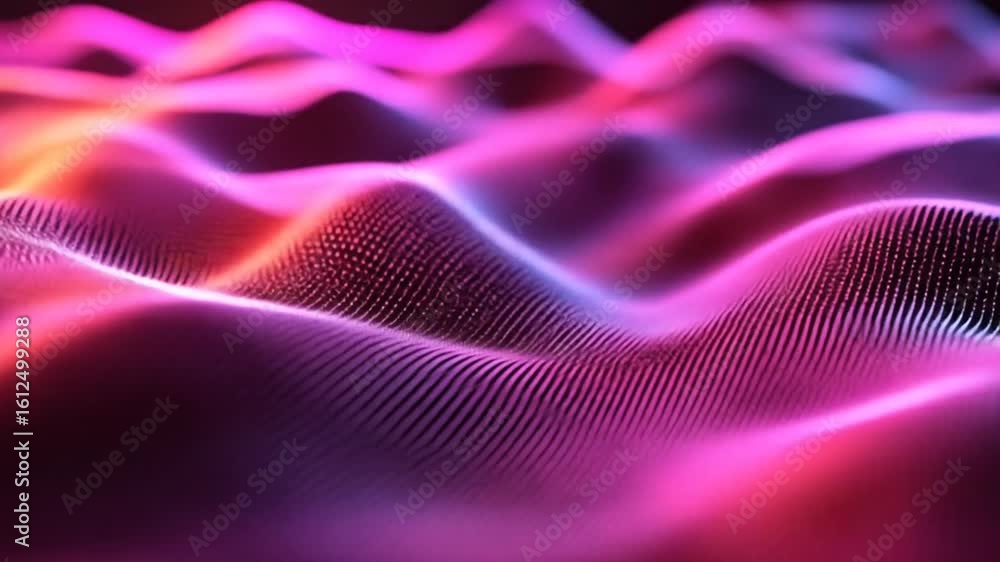 Aufkleber a dynamic field of glowing particles forms an undulating digital landscape with vibrant colors.