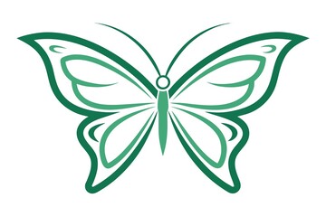 Elegant Green Butterfly Illustration with Intricate Wing Design for Nature and Beauty Concepts