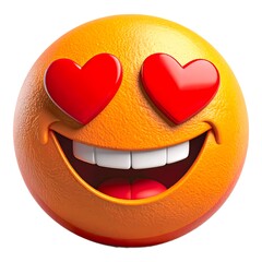 Emoji 3D In love Emoticon on white background, Heart Eyes Smiley Emoji Showing Love and Joy.