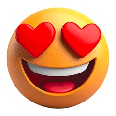 Emoji 3D In love Emoticon on white background, Heart Eyes Smiley Emoji Showing Love and Joy.