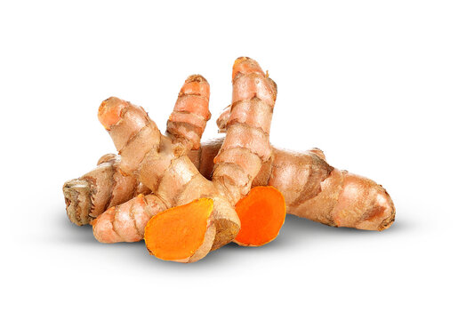 Turmeric (Curcuma longa Linn)  ;root isolated on transparent.