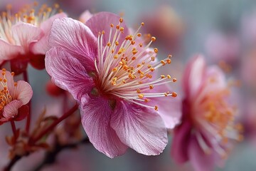 Closeup of a pink flower creating a delicate and soft floral background