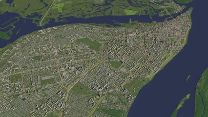3D illustration of city and urban in Samara Russia