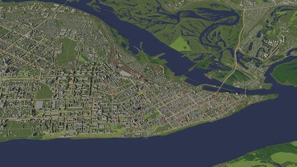 3D illustration of city and urban in Samara Russia