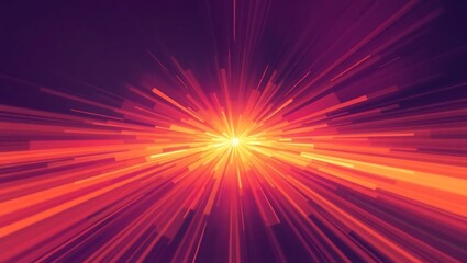 Dynamic radial composition, explosion of vector shapes in orange to purple gradient, high contrast, centered vortex with space for content, modern abstract artrt