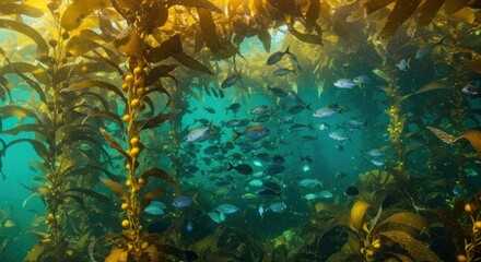 Underwater kelp forest teeming with fish (3)