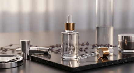 Premium Beauty Serum in Dropper Bottle with Skincare Accessories