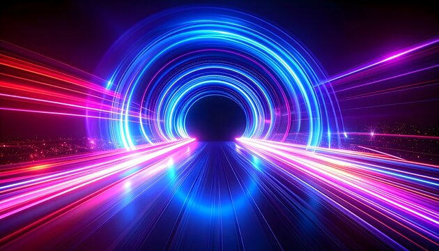 Fototapeta Glowing cybernetic tunnel illusion
