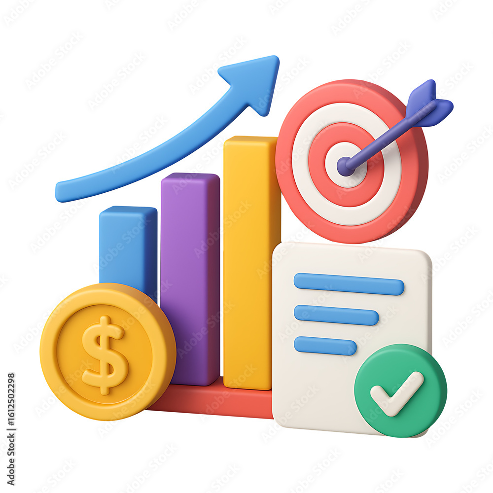 Poster 3d business analytics chart icon isolated on a transparent background