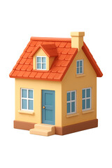 3D Family House Isolated on a Transparent Background