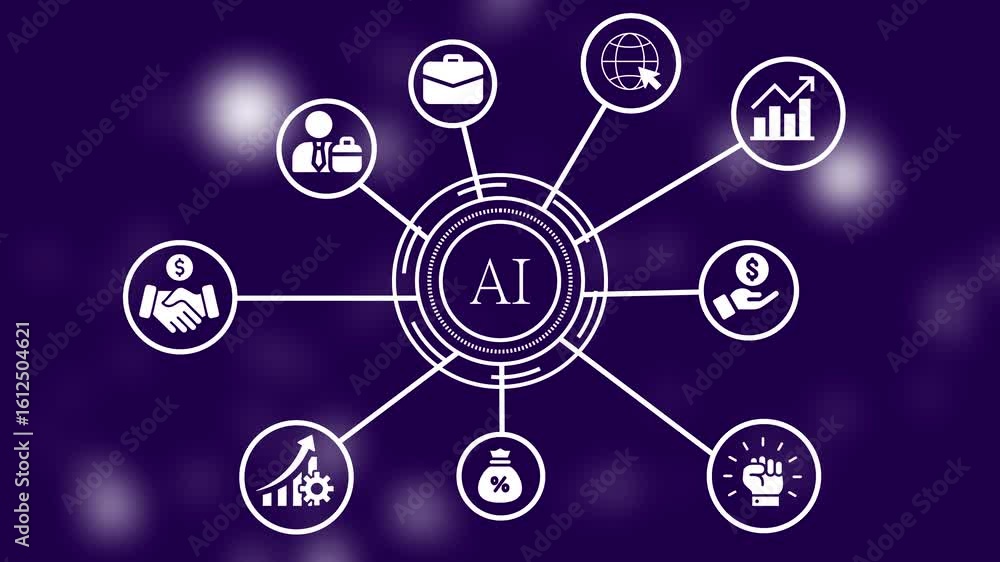 Poster artificial intelligence concept depicted with data analysis and technological growth