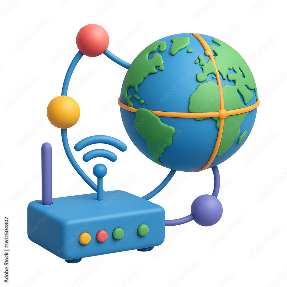 Poster global network technology 3d isolated on a transparent background