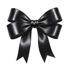 An elegant illustration of a black satin bow, ideal for gift wrapping, formal decor, and luxury fashion accents.