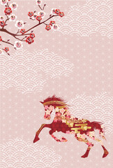 午　年賀状　桜　背景