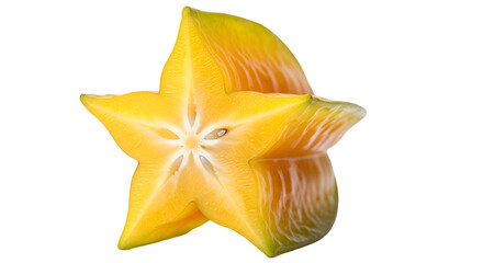 Fototapeta premium Close-up shows Star Fruit, Carambola, cut in half, revealing its Star Shape on Black