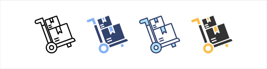 Hand Truck Icon Set Multiple Style Collection