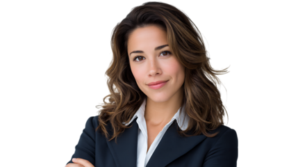 Professional woman in business suit isolated on transparent background