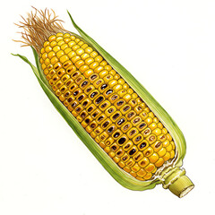 Grilled Corn on the Cob Illustration - Roasted Sweetcorn Digital Art - Barbecue Side Dish Imagery

