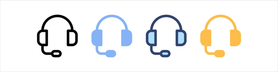 Headset Icon Set Multiple Style Collection