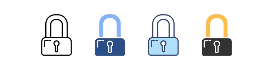 Padlock Icon Set Multiple Style Collection