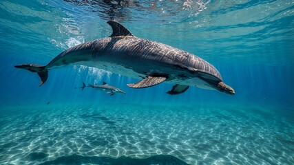 Naklejka premium dolphin in aquarium