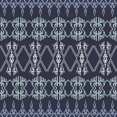 Pastel Flora Traditional Embroidery Art Abstract with Pixel Art Designs