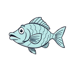 A cartoon fish with a sad expression on its face