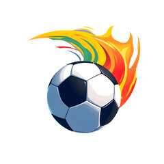 A soccer ball with a flame on it