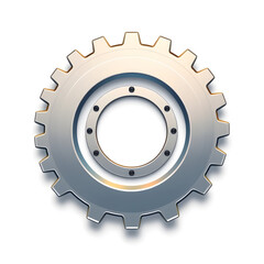 A silver gear with a hole in the middle