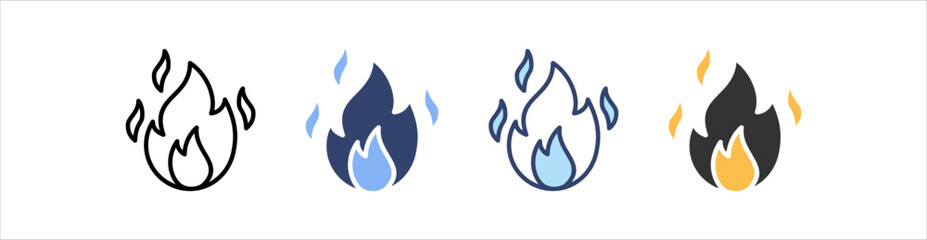 Flame Icon Set Multiple Style Collection