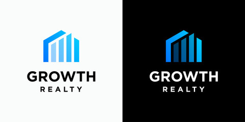 House shape growth graphic vector logo design with modern, simple, clean and abstract style. Icons for business, finance, real estate, and personal branding.