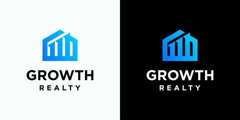 House shape growth graphic vector logo design with modern, simple, clean and abstract style. Icons for business, finance, real estate, and personal branding.