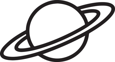  Bold Vector Planet Icon: Simple Saturn Sign, Space Symbol, Minimalist Design © vectorzking