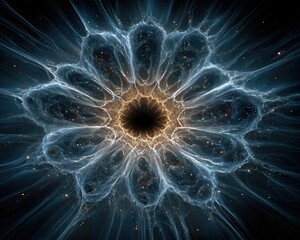 Obraz premium dynamic energy lines radiating from central symbolic shapes