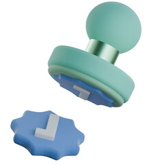 Design approval stamp 3d icon colorful style