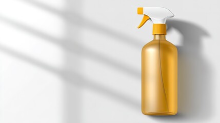 Elegant Floating Cleaning Spray Bottle with Convincing Shadow Casting on a Spotless, Well-Lit Background