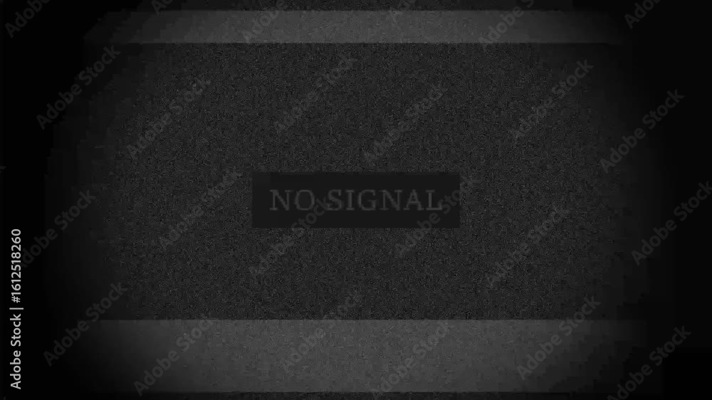 Poster no signal. vintage analog television shows flickering static and disrupted signal. black and white n