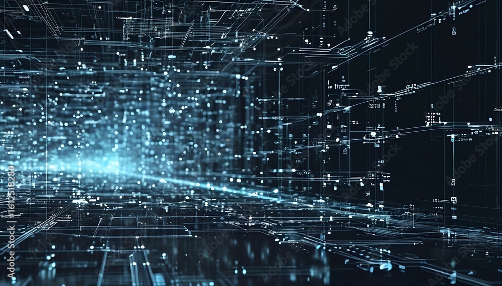 Poster data visualization event virtual space digital art futuristic environment abstract viewpoint technol