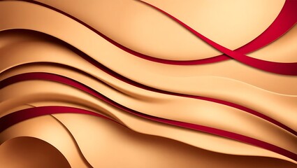 Elegant maroon streaks through beige 3D folds, sophisticated abstract layout – great for formal brochures