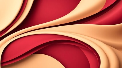 Elegant maroon streaks through beige 3D folds, sophisticated abstract layout – great for formal brochures