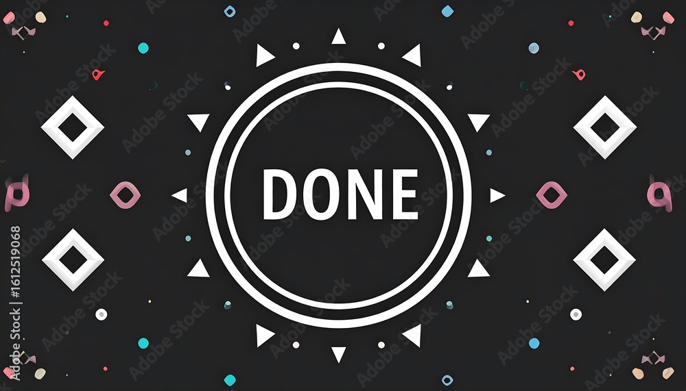 Aufkleber geometric abstraction signifying accomplishment with retro vector elements