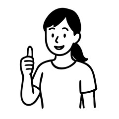 Obraz premium グッドサイン 女性 線画 手書き