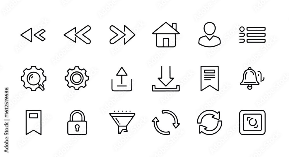 Poster line editable icon set of modern, minimalist line icons for user interface design line icon set