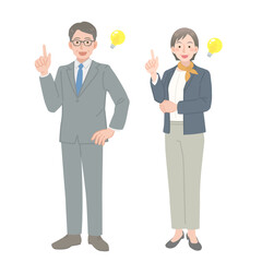 アイデアをひらめく中年ビジネスマンの男女