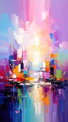 Colorful Cityscape Abstract Painting 