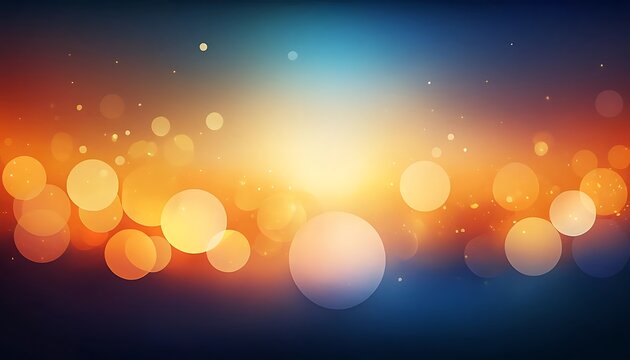 Abstract Bokeh Background with Blue and Warm Golden Yellow Light Glow