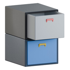 Office supplies drawer 3d icon colorful style