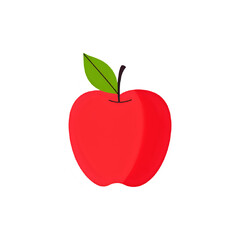 Fototapeta premium Illustration of a Red Apple with a Green Leaf on White Background